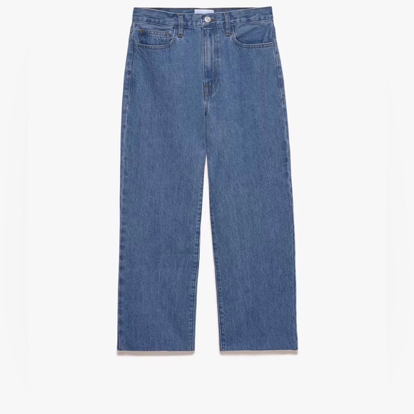 FRAME Le Jane High Waist Crop Straight Leg Jeans in Mid-Blue Wash - Picture 5 of 8